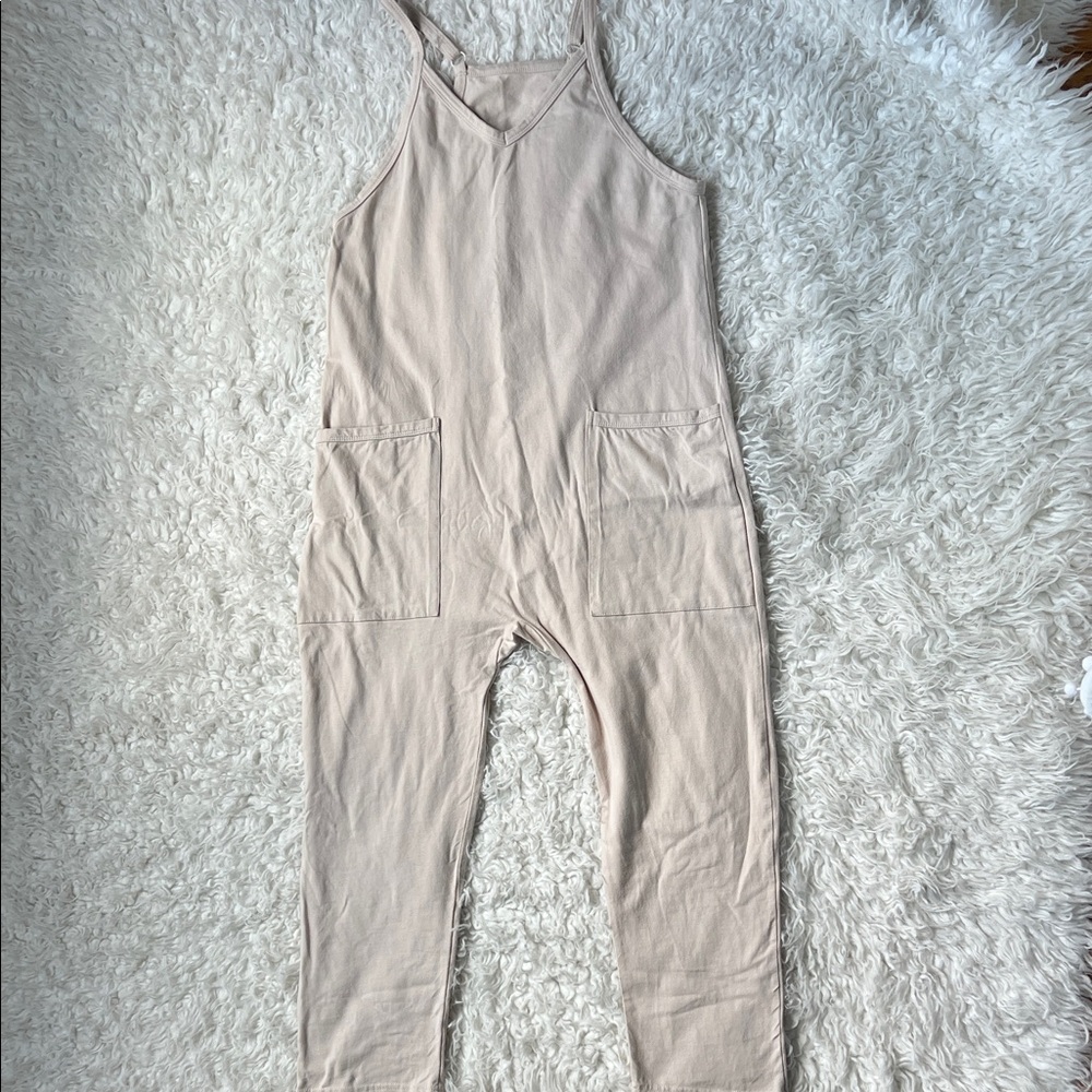 Kids Beige One Piece Jumpsuit
